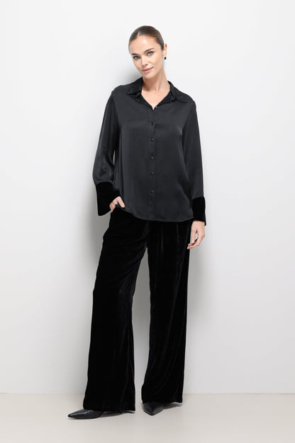 Piper Velvet Elastic Waist Trousers | Black