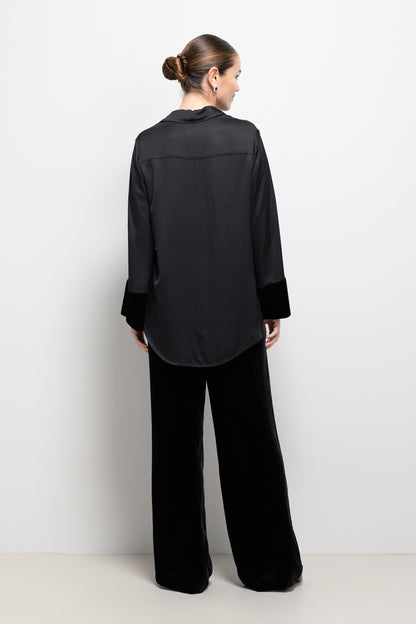 Piper Velvet Elastic Waist Trousers | Black