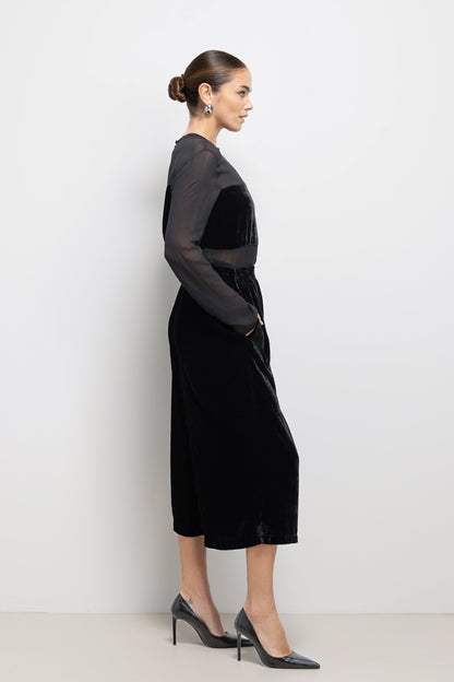 Dolores Sheer Velvet Top | Black