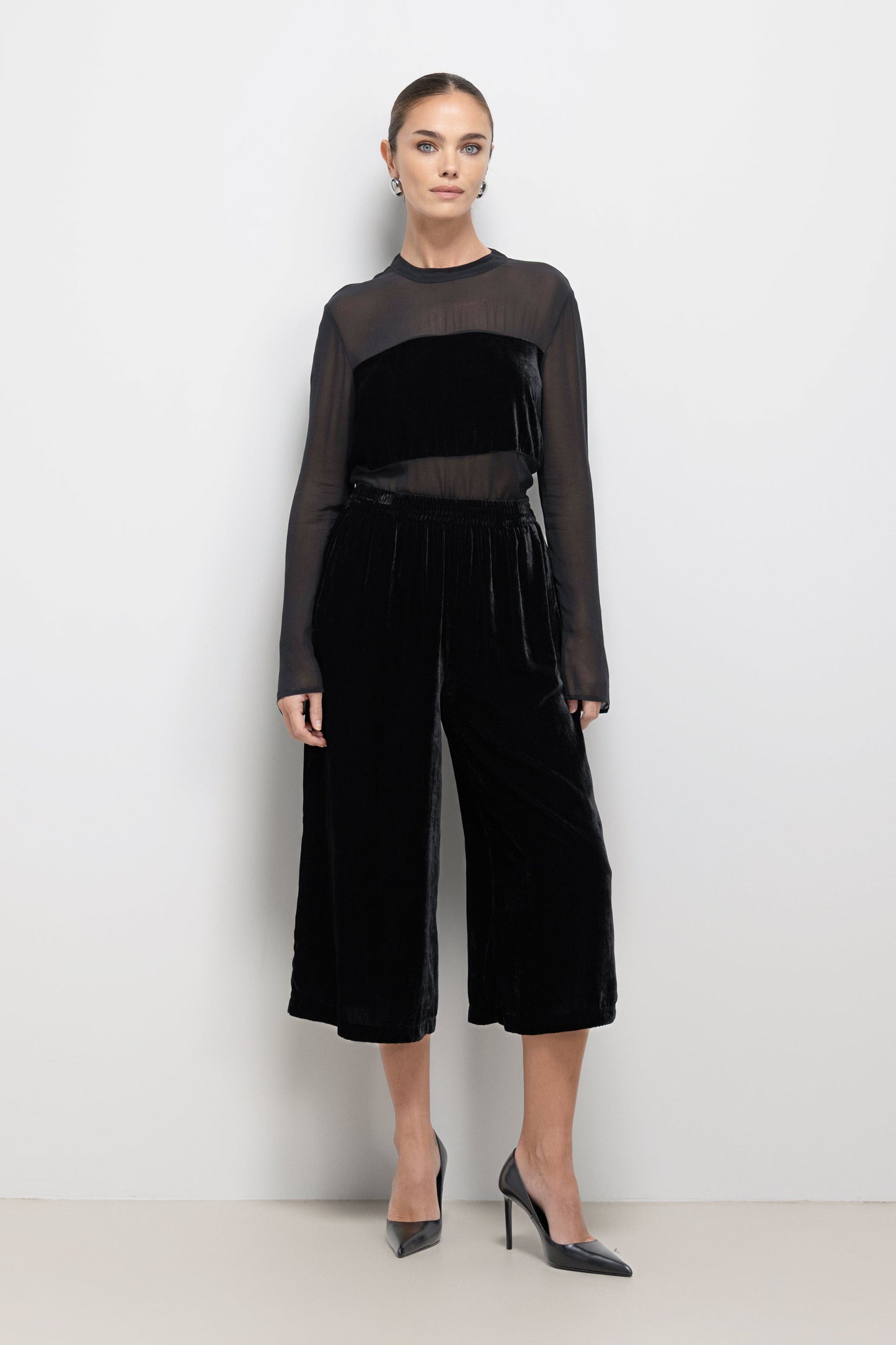 Dolores Sheer Velvet Top | Black