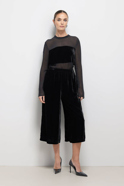Dolores Sheer Velvet Top | Black