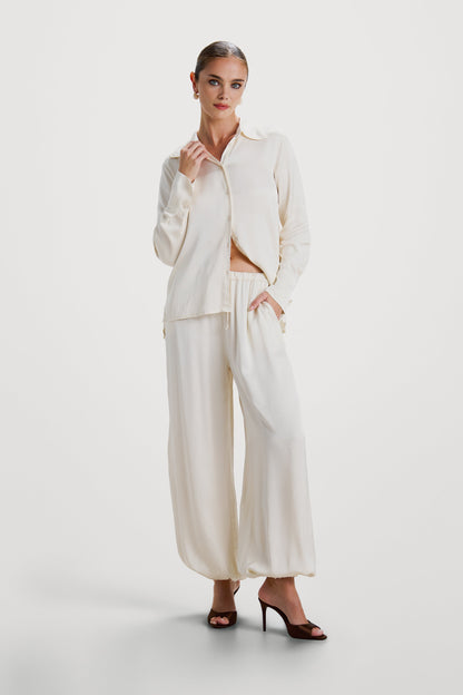 Belle Balloon Satin Trousers | Ivory