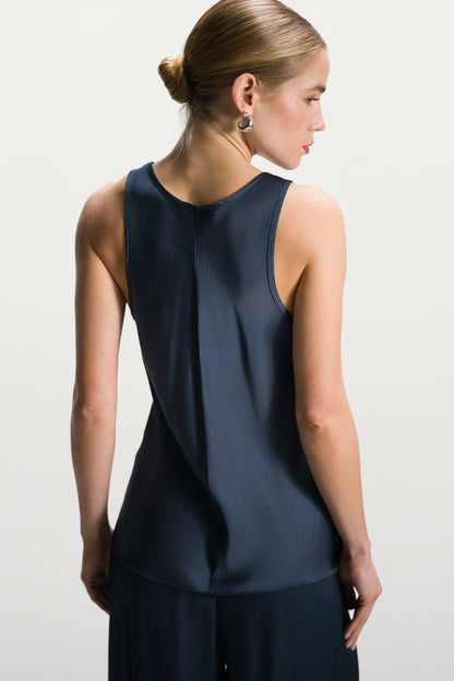 Demi Satin Vest Top | Ink