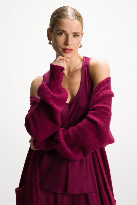 Yasmin Open Cardigan | Burgundy | Alpaca Blend