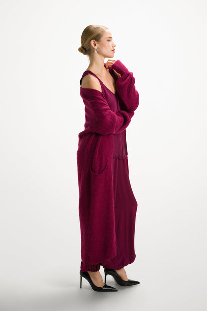 Belle Balloon Satin Trousers | Burgundy
