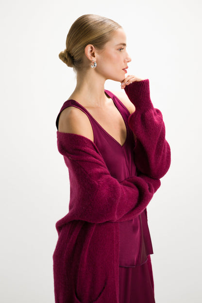 Yasmin Open Cardigan | Burgundy | Alpaca Blend