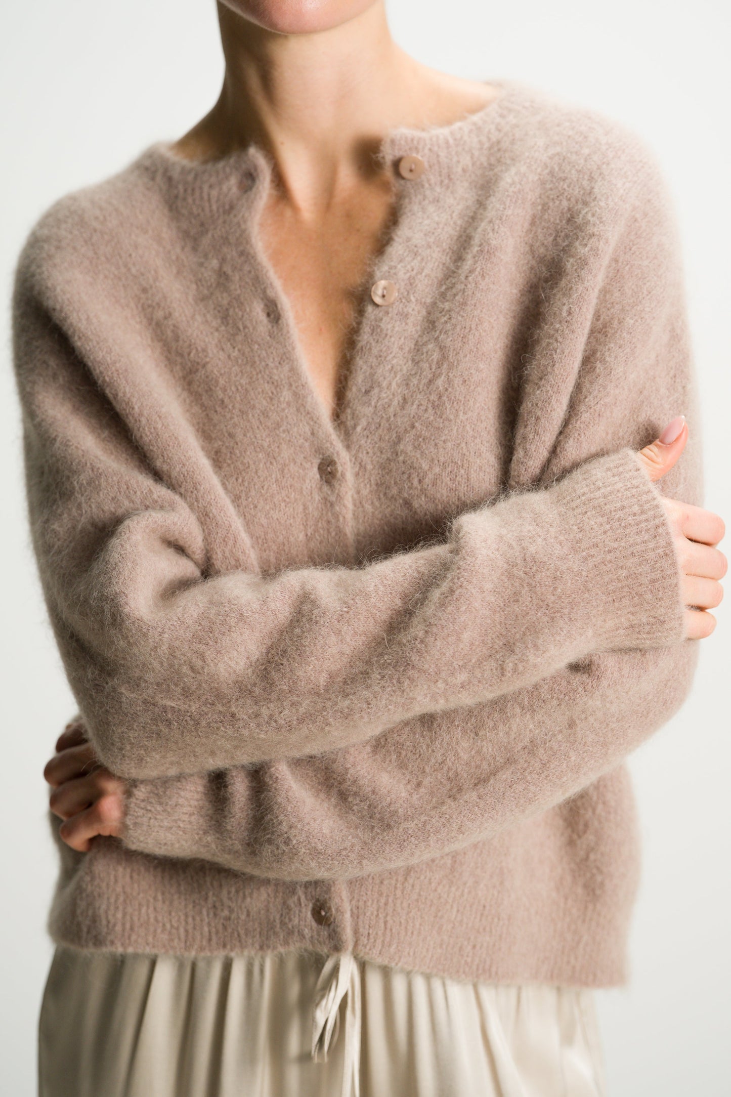 Evie Button Up Cardigan | Taupe | Alpaca-Wool Blend