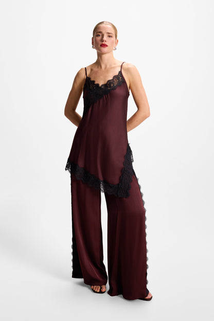 Sofia Asymmetric Lace Satin Vest | Amethyst Plum