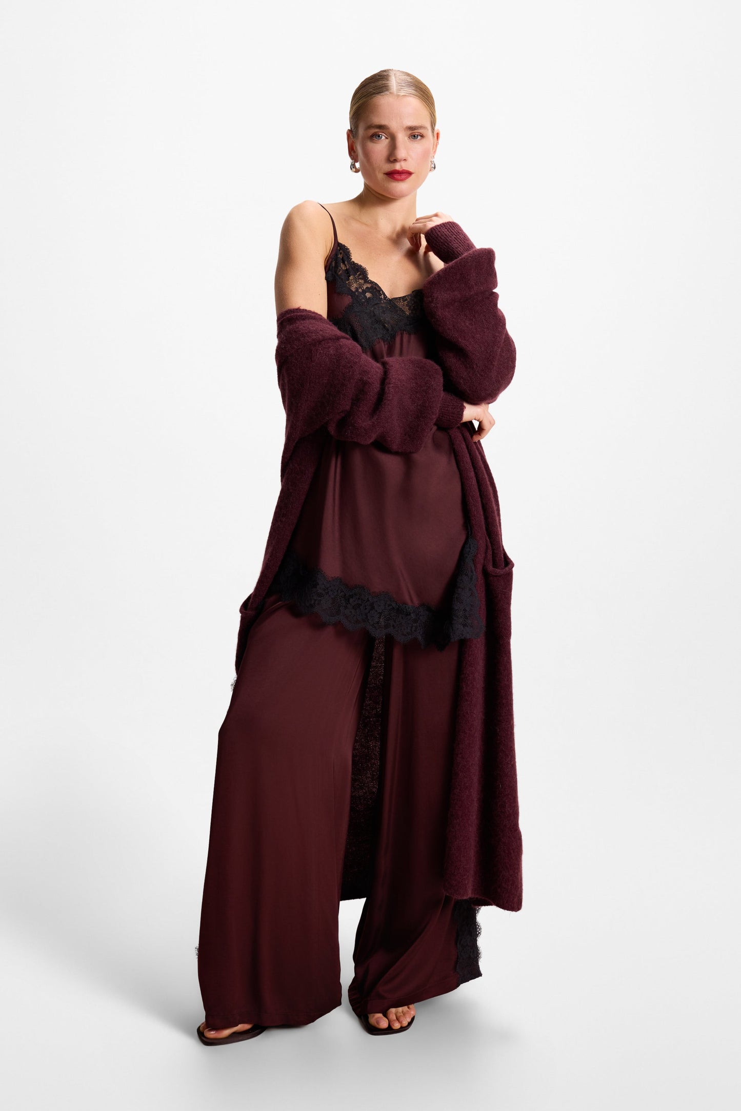 Sofia Asymmetric Lace Satin Vest | Amethyst Plum