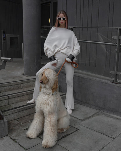 Asymmetric Draped | Ivory | Seamless Knit